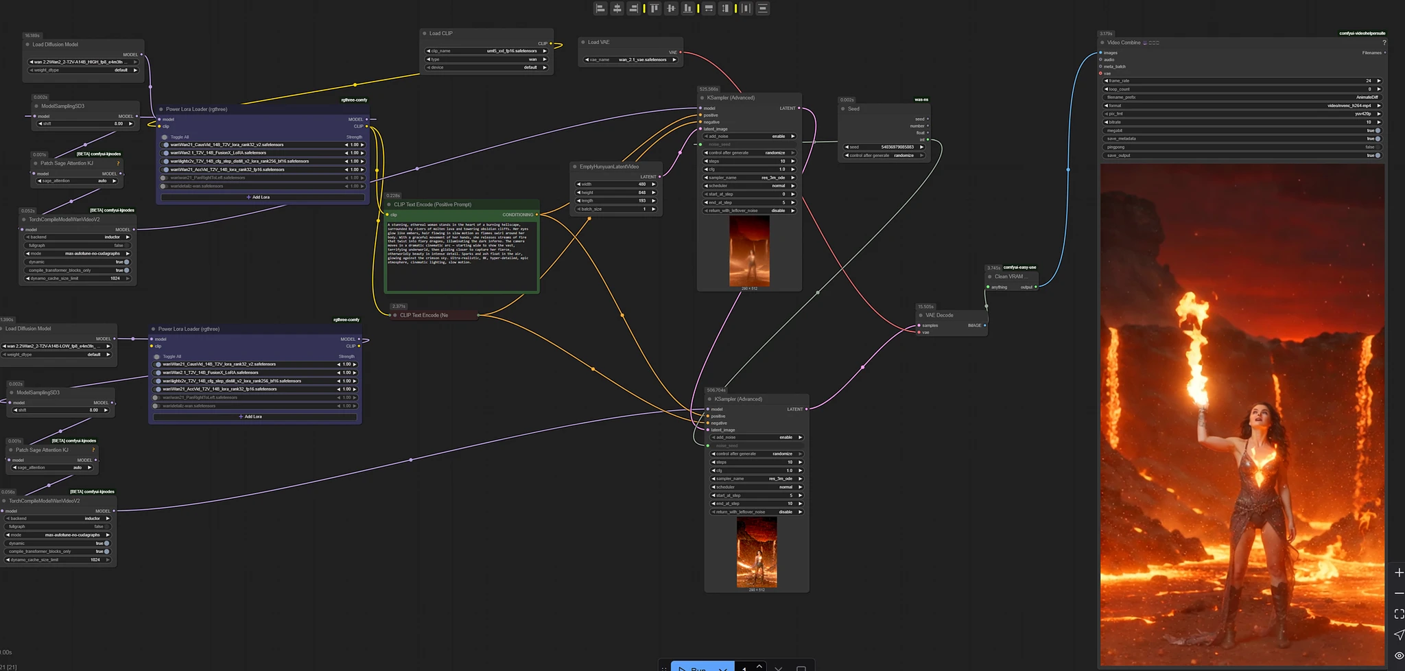 Featured image #3 for Wan 2.2 Workflows (t2v, i2v, v2v, flf2v, outpaint) with SageAttention + Torch (only for 14B fp16 and 14B fp8 models)