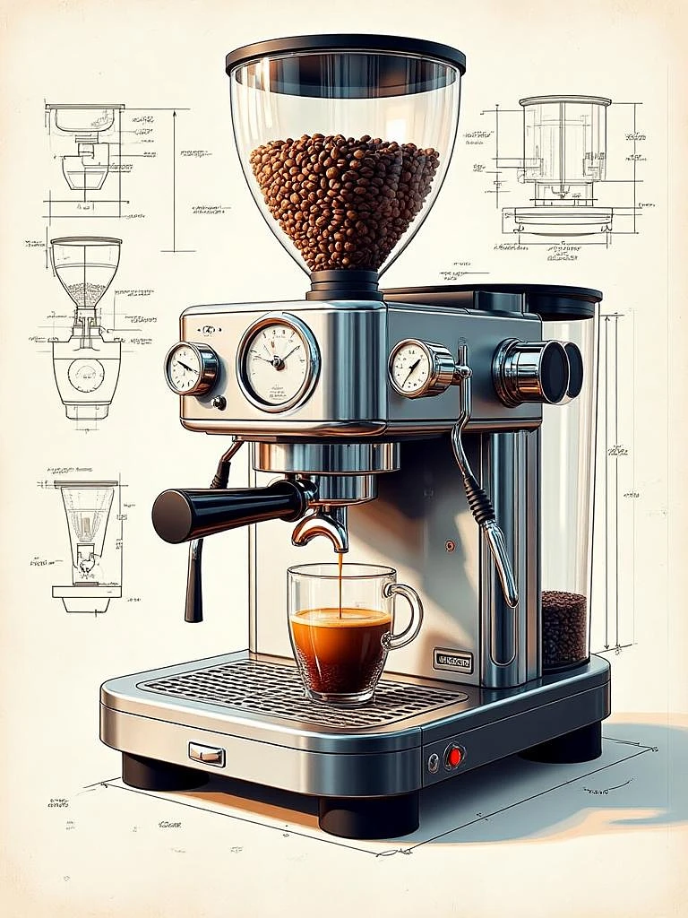 Featured image #4 for C_Coffee Machine Blueprint Design_Coffee Machine Appearance Generation