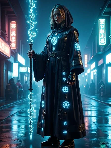 Featured image #5 for Neon Cyberpunk - Techno-Mages FLUX, SDXL & SD1.5
