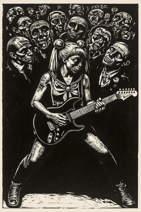 Featured image #1 for Käthe Kollwitz Woodcut Print Style: Danse Macabre