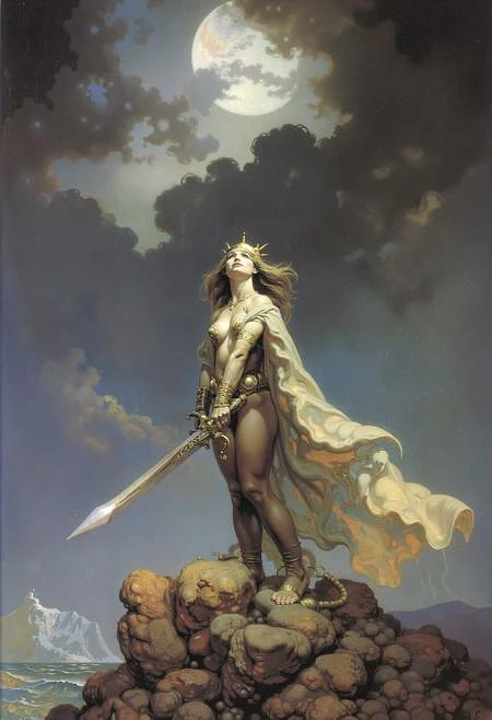 Featured image #3 for [FLUX] - Frank Frazetta Style Oil Painting