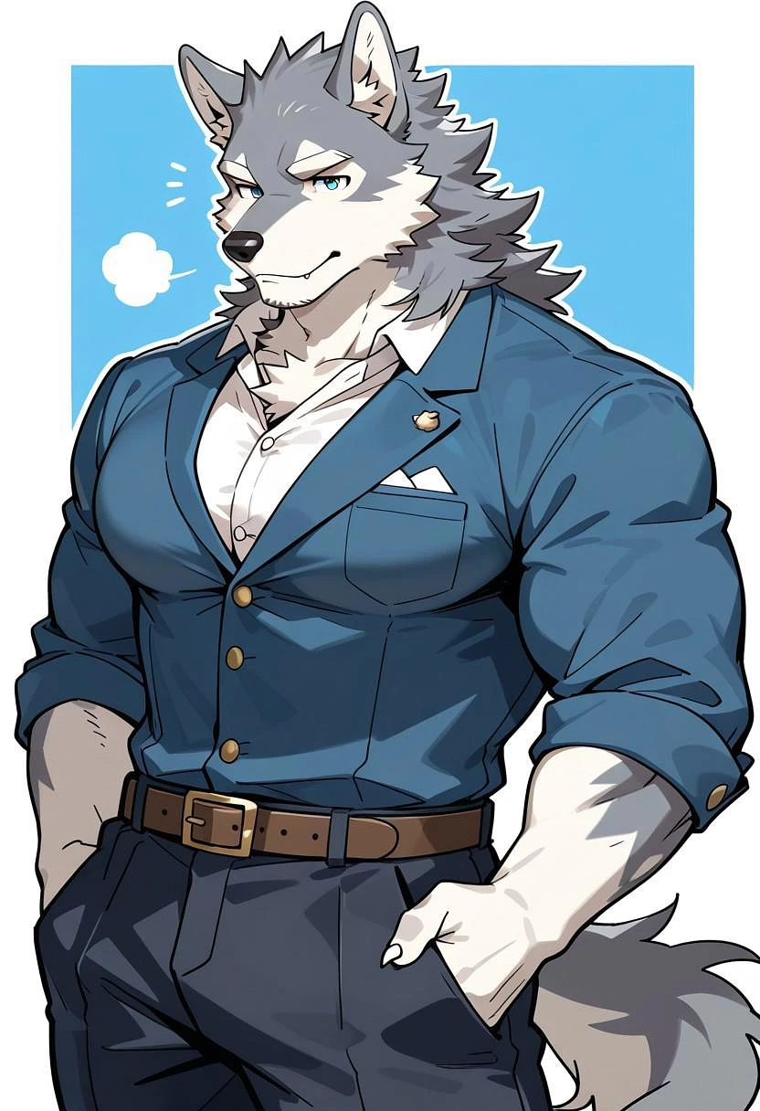 Featured image #2 for Luno - Furry Bara male sketch wolf [ Pony, Illustrious, NoobAI ]