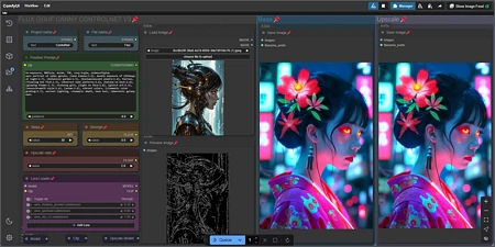 Featured image #6 for Controlnet v3 simple workflow FLUX | UPSCALE | LORA | GGUF