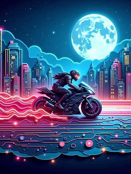 Featured image #3 for Neon Cyberpunk Papercut - FLUX & SDXL