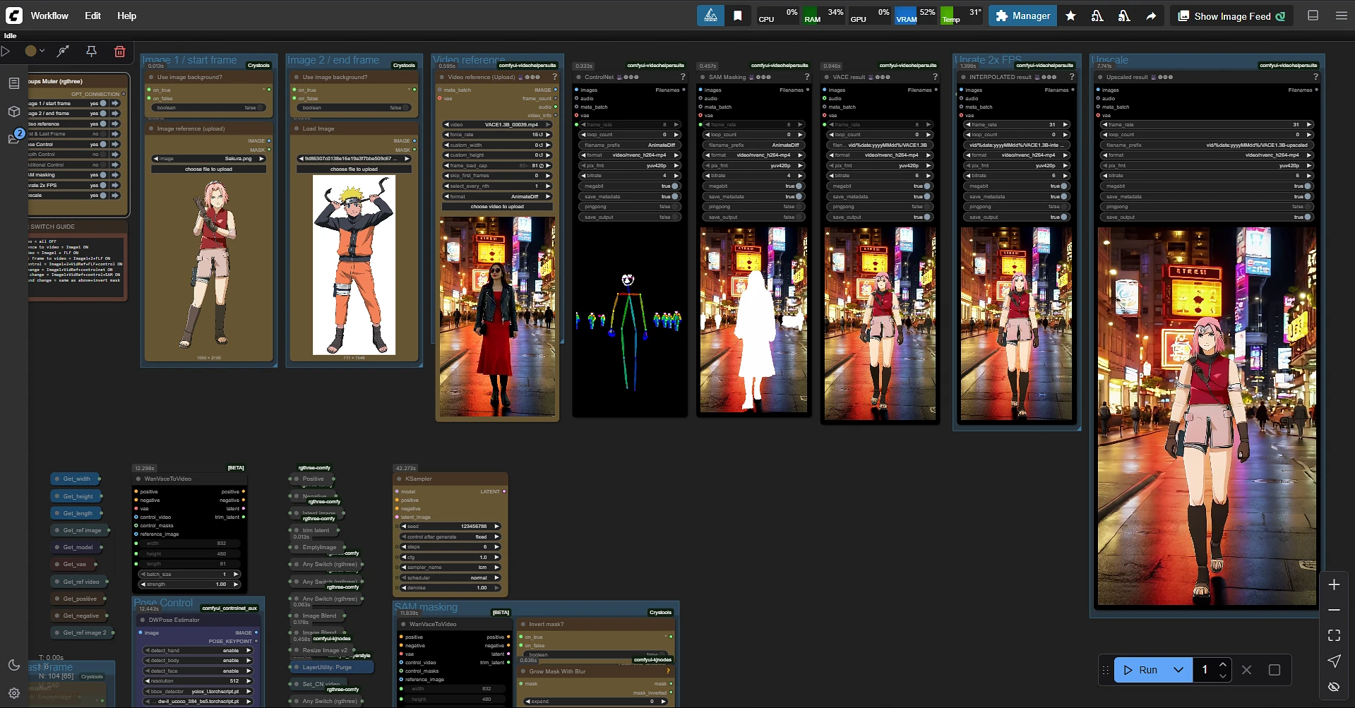 Featured image #3 for WAN2.1-VACE-14B 1.3B GGUF 6 steps AIO (t2v-i2v-v2v-FLF-controlnet-masking-long duration) simple ComfyUI workflow