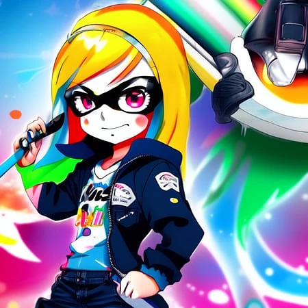 Featured image #3 for SoCalGuitarist's Inksplat - Create silly, wacky, colorful inkling characters easily! (For model 2.1)
