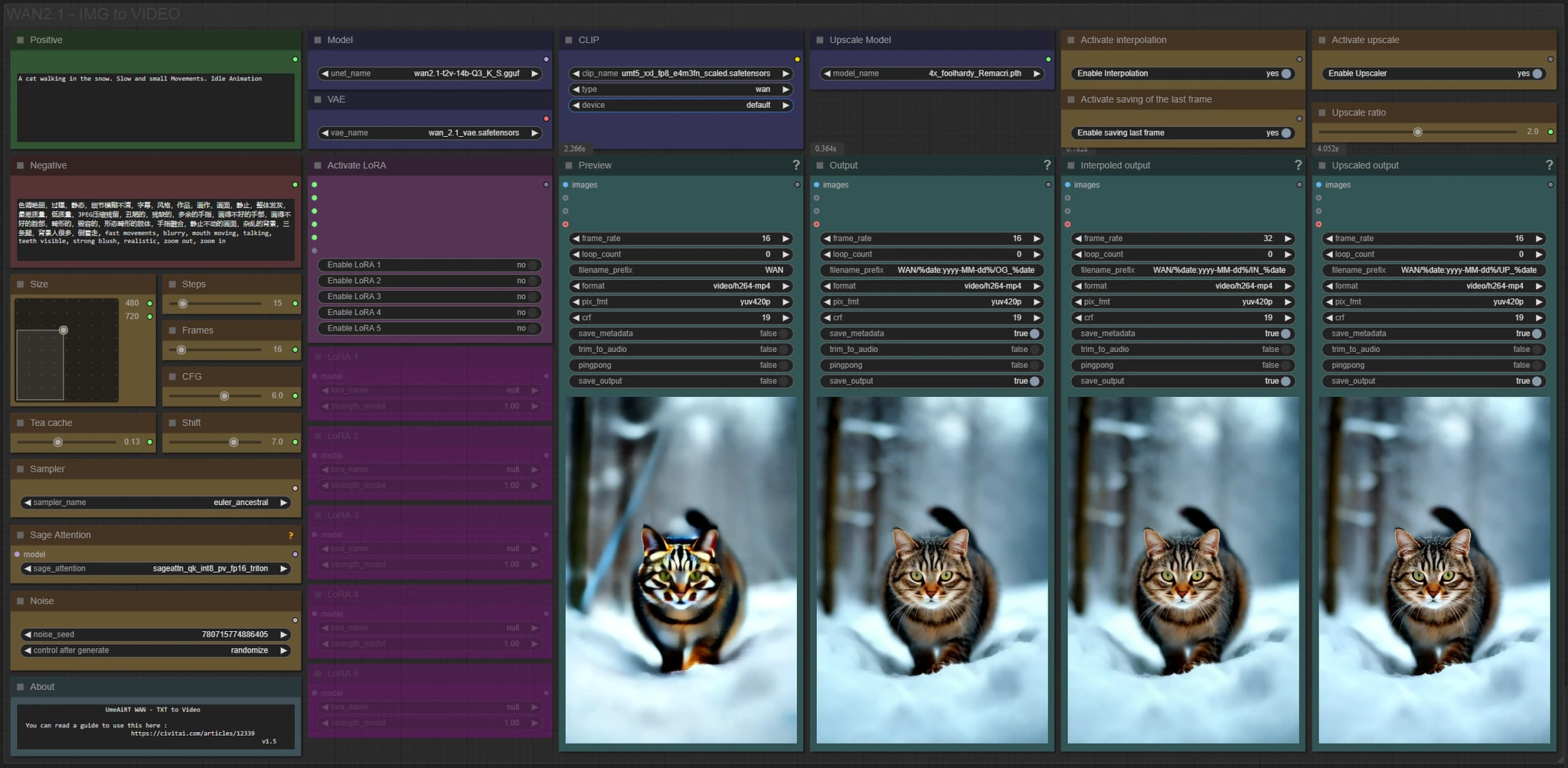 Featured image #2 for TXT to VIDEO simple workflow WAN2.1 |  GGUF | LoRA | UPSCALE | TeaCache