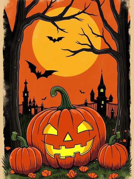Featured image #2 for Halloween Retro Line illustration Flux1.d Lora