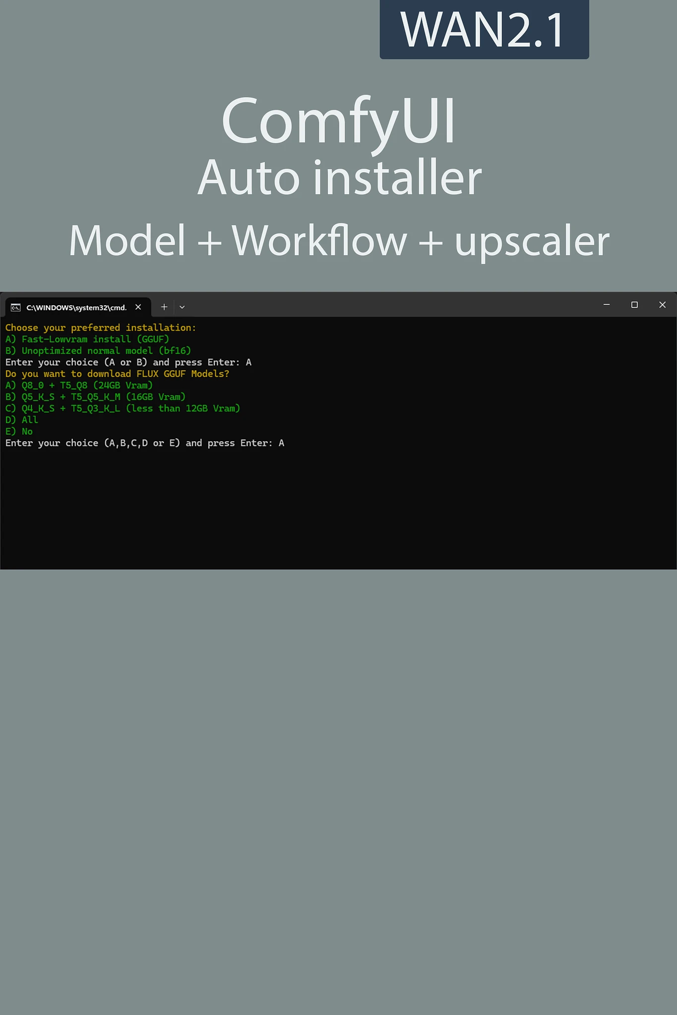 Featured image #3 for ComfyUI auto installer WAN2.1 | GGUF | UPSCALE