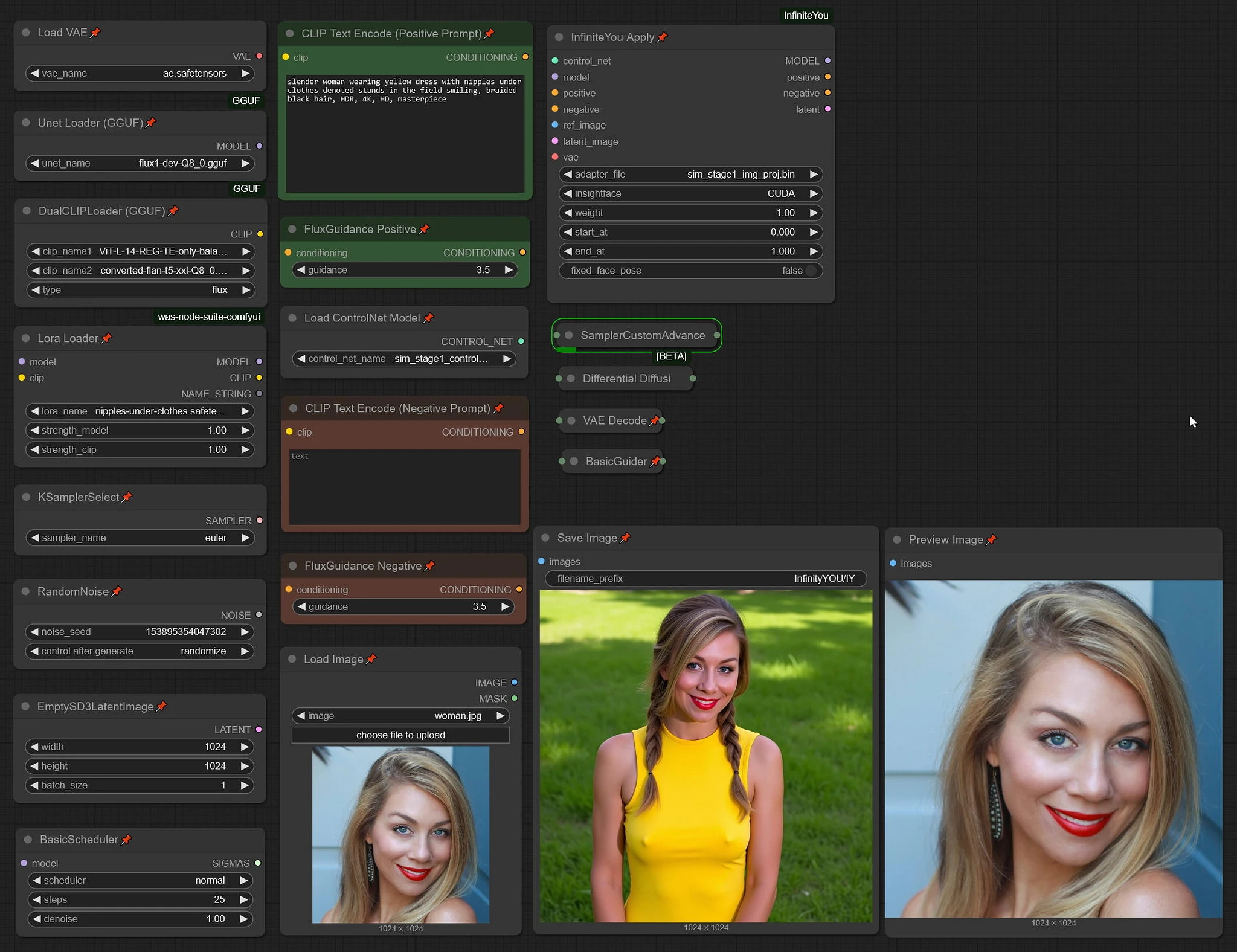 Featured image #2 for InfiniteYOU ComfyUi node of ZenAI Workflow + GGUF + Lora (tested on 16Gb VRAM RTX4080 Super)