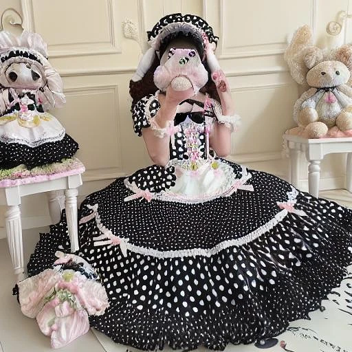 Featured image #5 for Black and White Polka Dot Cherry Lolita Dress