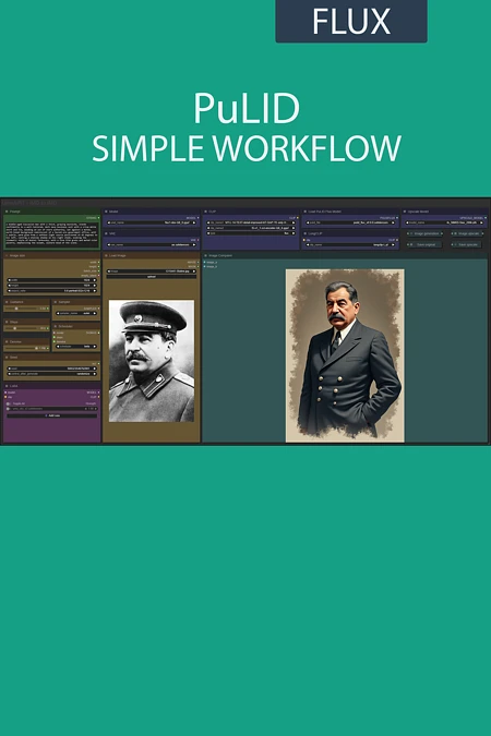 Featured image #1 for PuLID simple workflow FLUX | UPSCALE | LORA | GGUF | CIVITAI Metadata