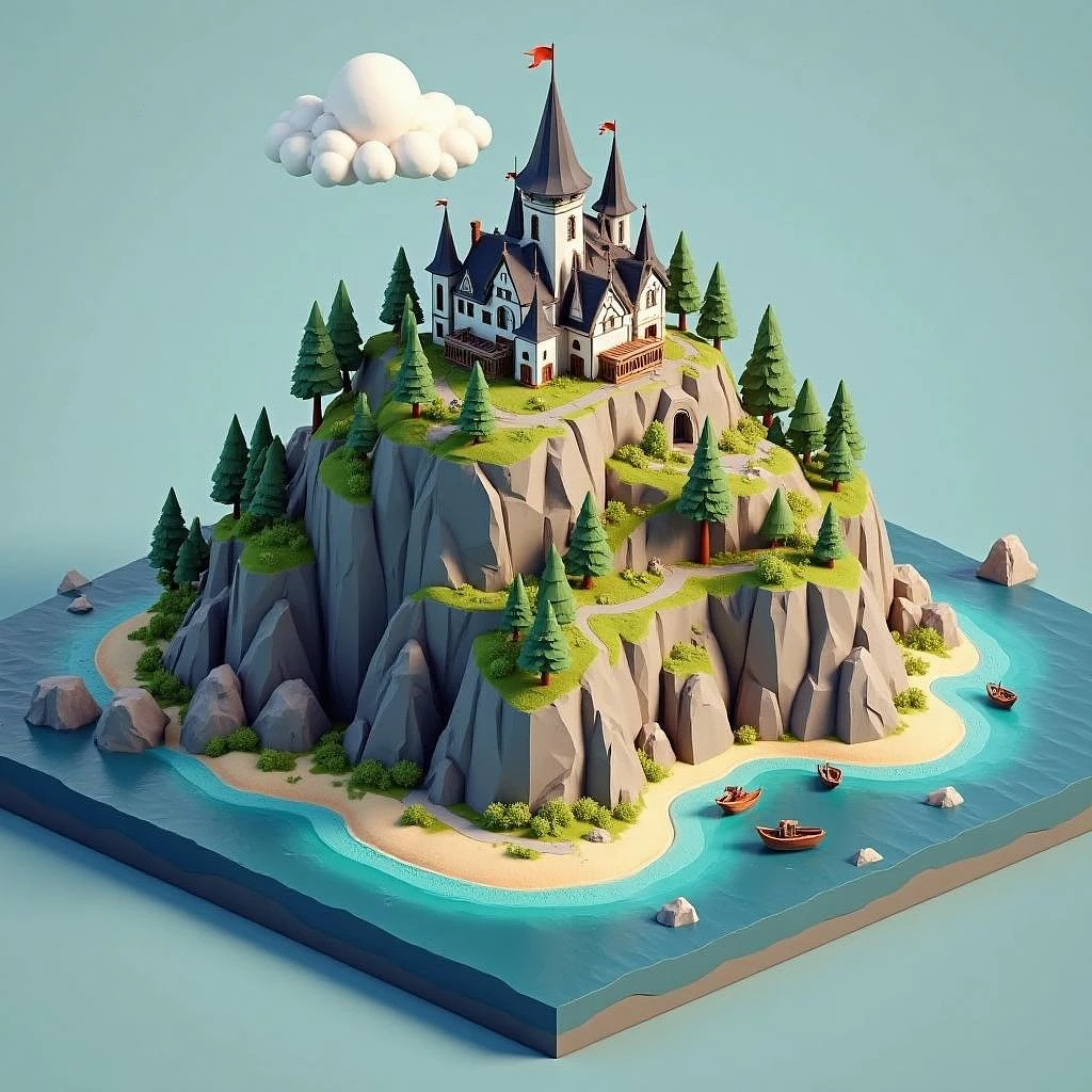 Featured image #2 for DN_Isometric 3D Modeling_Landscape Scene Generation