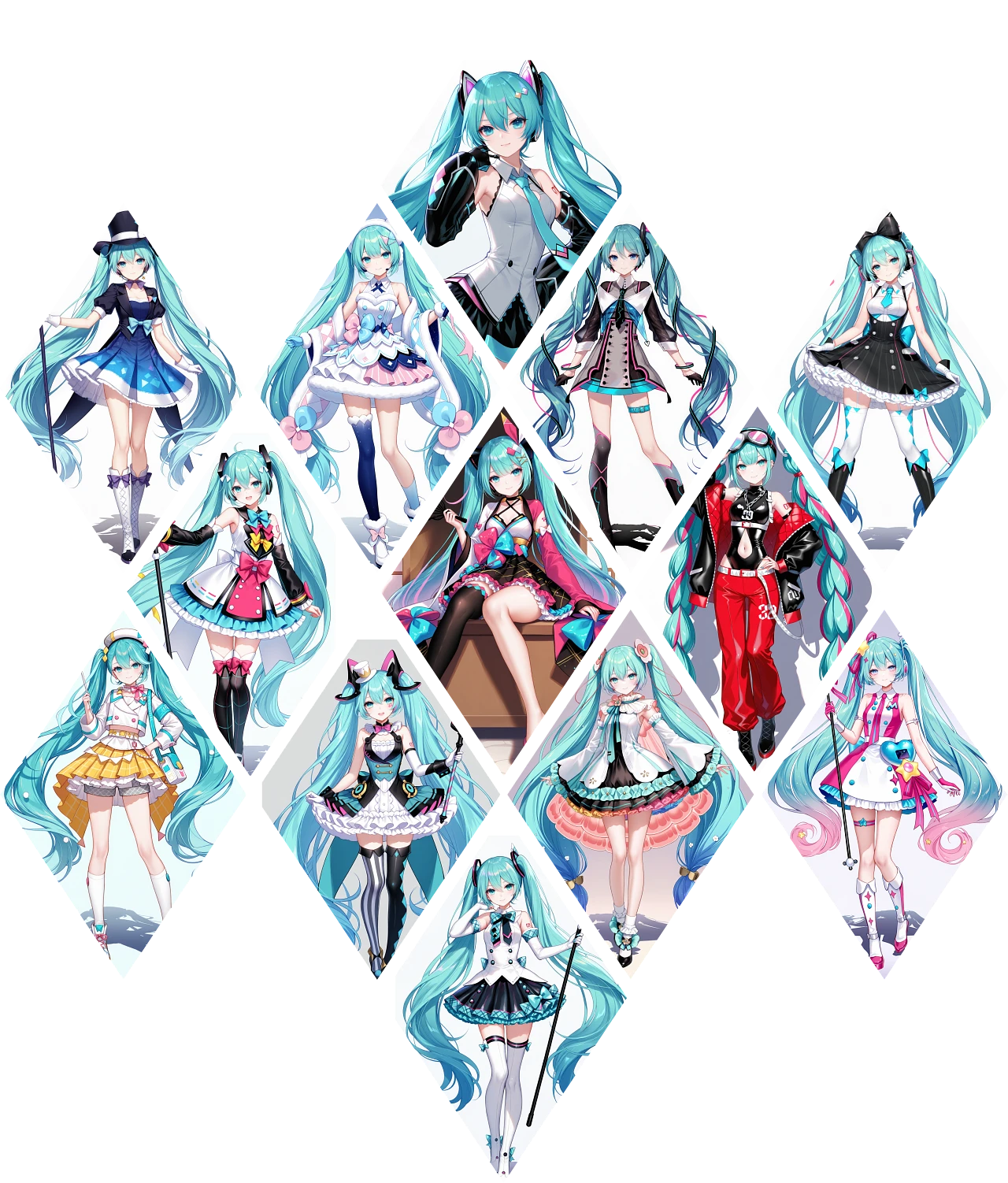 Featured image #1 for [characters]Magical Mirai Miku 2013 to 2024 separate 13 Loras/ 魔法未来 2013 至 2024 单独 13个 LORA